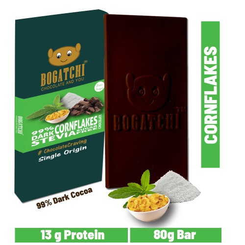 BOGATCHI Stevia Sugarfree Chocolate Bar, Cornflakes, 80g